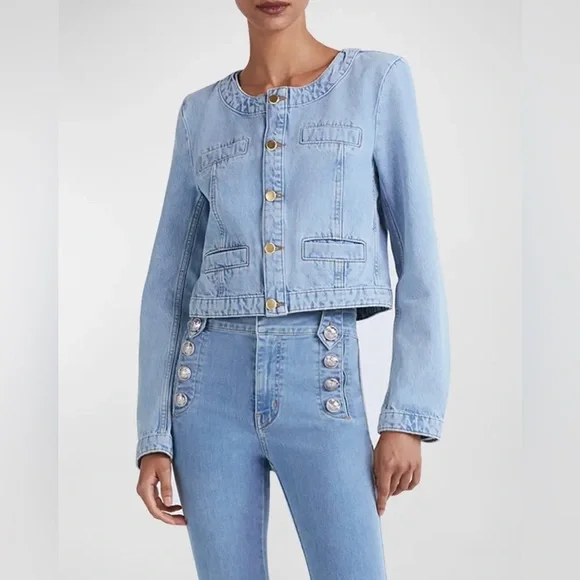 Derek Lam 10 Crosby Penny Denim Collarless Jacket Astor Vintage